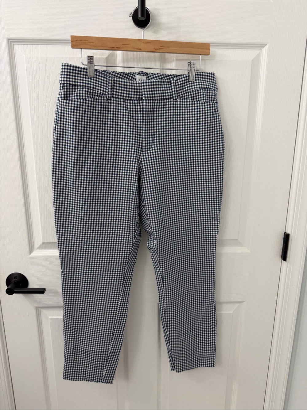 Women’s Navy & White Gingham Slim Fit Pants